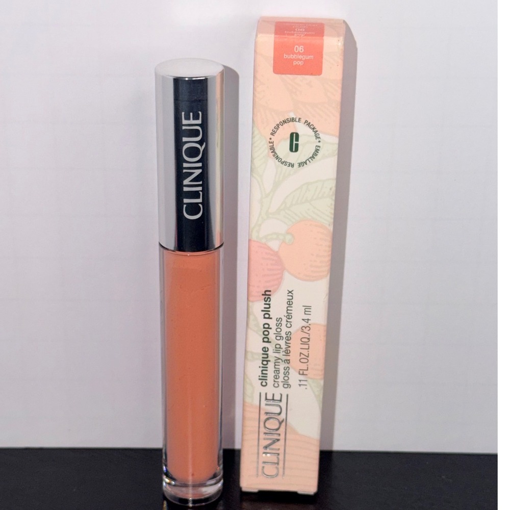 Clinique Pop Plush Creamy Lip Gloss 06 Bubblegum Pop Peach NIB